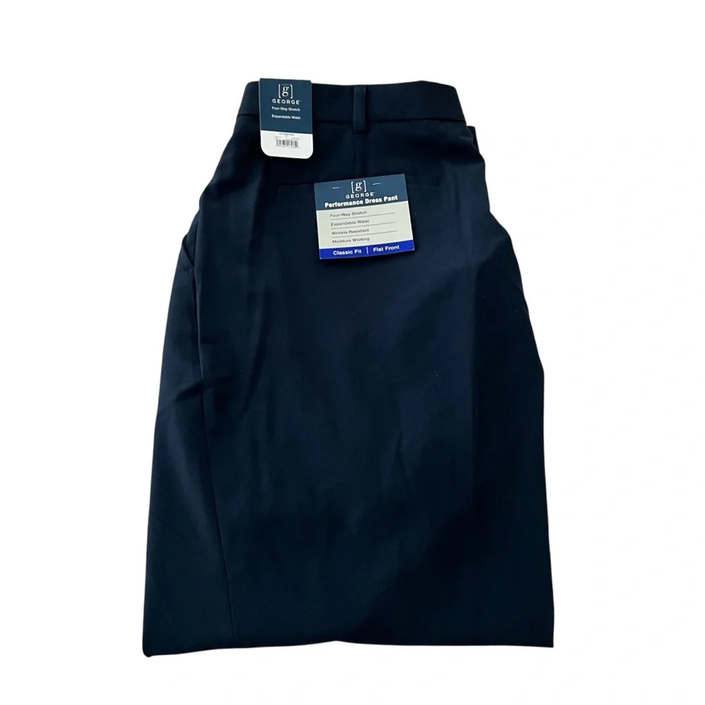 George Men’s Flat Front Navy Dress Pant NWT -size 42 x 30